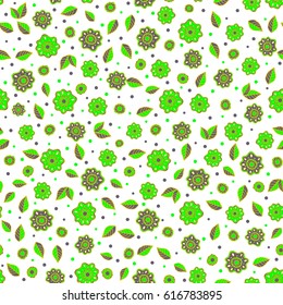 Simple modern chevron print in yellow and green colors on a white background. Vector illustration. Seamless abstract hand drawn brushstroke flowers pattern texture.