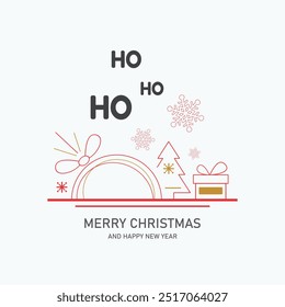 Simple, modern Christmas and New Year greeting card design featuring clean lines, festive elements, and a bold message. Perfect for holiday celebrations.