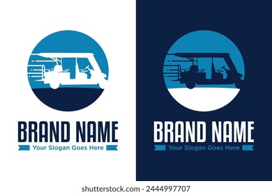 simple modern circle golf cart illustration vector logo design