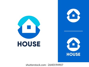 simple modern circle home building logo design concept	
