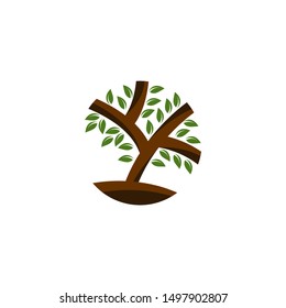 simple modern circle leaf logo. green leaf eco logo template - vector