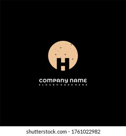 simple modern circle with stars sketch H logotype design concept isolated with black background