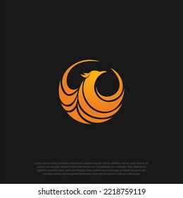 Simple and modern circular phoenix Logo flying bird abstract design vector template. Eagle falcon soaring Logotype concept icon, for startup, or company logo design vector.