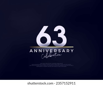 Simple, moderno y limpio vector de celebración del 63 aniversario. Fondo vectorial premium para saludos y celebraciones.