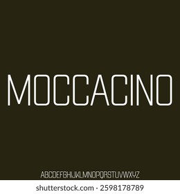 Simple modern clean condensed alphabet display font vector. Minimalist coffee shop typography style