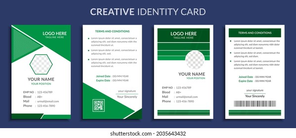 Simple and Modern Clean ID Card Template, Green color