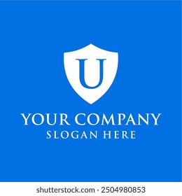 Concepto de letra de escudo de seguridad simple, moderno y limpio.