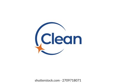 Simple and modern cleaning service logo design with sparkle