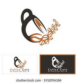 Simple modern coffee and cafe logo design template.  Coffee logo concept design.