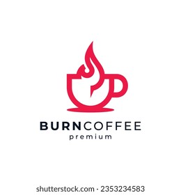 simple and modern coffee and drink with cup and fire logo design