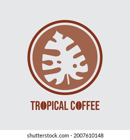 
logotipo sencillo y moderno de la cafetería con silueta de plantas tropicales.