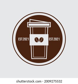 simple and modern coffee shop logo with coffee cup.