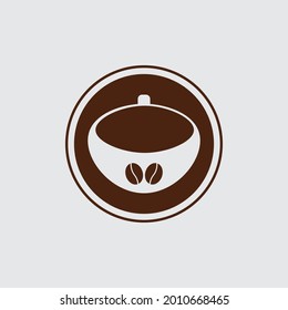 simple and modern coffee shop logo with brown coffee mug.
