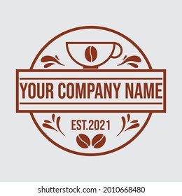 simple and modern coffee shop logo with brown coffee mug.