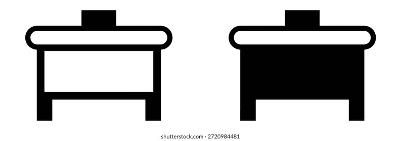 Mesa de centro moderna simple en arte de línea blanco y negro, Iconos simples de mesa de café en blanco y negro Ilustración de diseño de Vector, Icono de mesa de café Plantillas de diseño de Vector simples y modernas