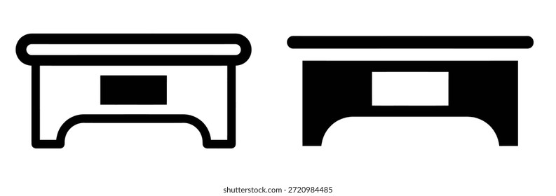 Simple modern coffee table in black and white line art,Simple Black And White Coffee Table Icons Vector Design Illustration,Coffee table icon vector design templates simple and modern