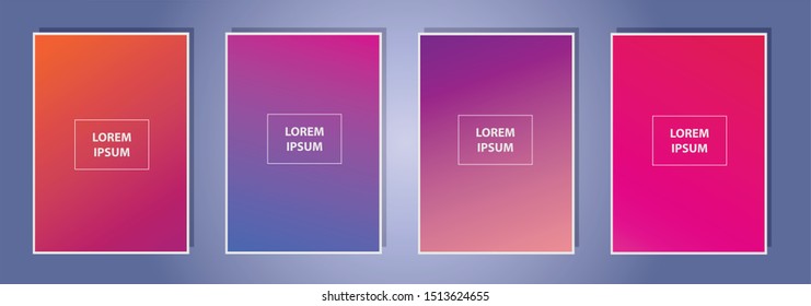 Simple modern color cover design. Set of abstract gradients textures. Background for banner, flyer, business card, poster, wallpaper, brochure, smartphone screen, mobile app.