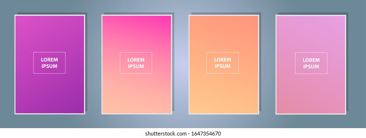 Simple modern color cover design. Set of abstract gradients. Background for banner, flyer, business card, poster, wallpaper, brochure, smartphone screen, mobile app.