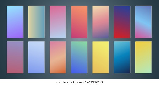 Simple modern color cover design. Set of abstract gradients textures. Background for banner, flyer, business card, poster, wallpaper, brochure, smartphone screen, mobile app.