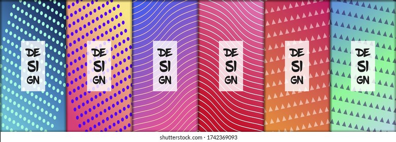 Diseño sencillo y moderno de la cubierta de color. Conjunto de texturas de gradientes abstractos. Antecedentes de banner, volante, tarjeta de visita, afiche, fondo de pantalla, folleto, pantalla de smartphone, aplicación móvil