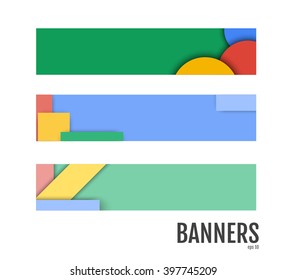 Simple modern colorful horizontal vector banners in a material design style