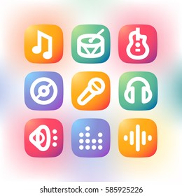Simple modern colorful icons. Music theme sign set.