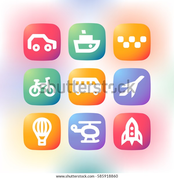 Simple\
modern colorful icons. Transport theme sign\
set.