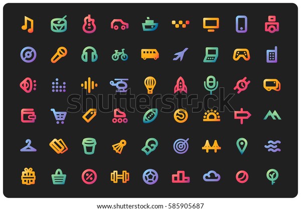 Simple\
modern colorful icons. Various theme sign big\
set.