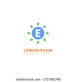 simple modern colorful technology E logotype design concept