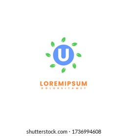 tecnología colorida simple concepto de diseño de logotipo U