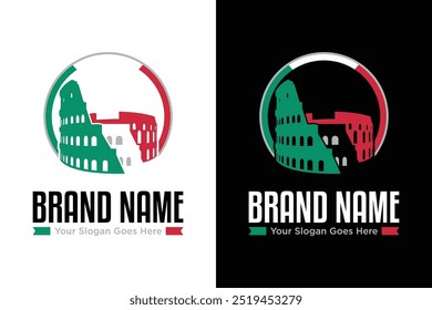 simple modern colosseum rome italy illustration vector logo design