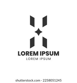 Simple and Modern Combination of Letter X and Star. The letter X is created in a modern and simple style. Premium logo template design graphic vector. 