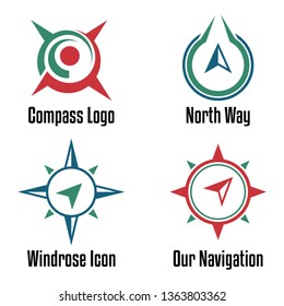 Simple Modern Compass Logo Symbol Template Set
