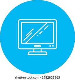 A simple and modern computer monitor icon in white, with rounded corners. The screen is clean, set against a soft light blue background, creating a fresh and professional look for tech-related designs