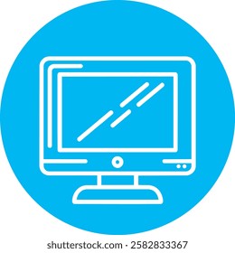 A simple and modern computer monitor icon in white, with rounded corners. The screen is clean, set against a soft light blue background, creating a fresh and professional look for tech-related designs