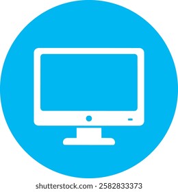 A simple and modern computer monitor icon in white, with rounded corners. The screen is clean, set against a soft light blue background, creating a fresh and professional look for tech-related designs