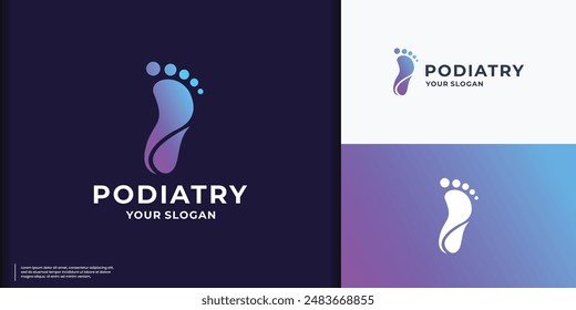 simple and modern concept foot podiatry logo and gradient color brand