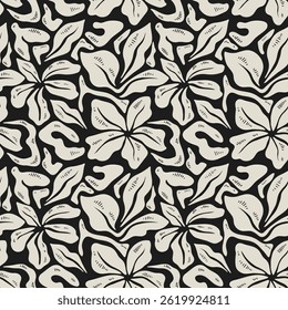 Simples moderno padrão de flor contemporâneo sem costura. Padrão de flor de desenho à mão minimalista para tecidos, têxteis, papel de embrulho, cartões