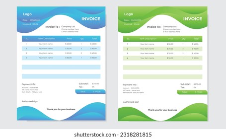 Simple and modern corporate business invoice design template .