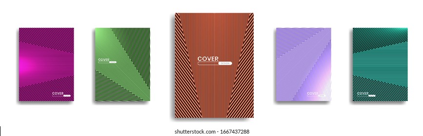 Diseño sencillo y moderno de plantillas de portada. Colección de patrones geométricos mínimos para presentaciones, revistas, volantes, informes anuales, carteles y tarjetas de presentación.