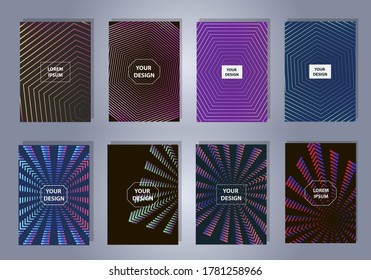 Simple modern covers template design. Geometric figures and colorful gradient background