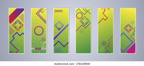 Diseño de plantillas de cubiertas modernas y sencillas. Figuras geométricas y fondo de gradiente colorido