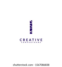 simple modern crack textured purple monogram I logotype creative design concept.