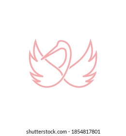 simple modern crane bird with spread wings vector icon