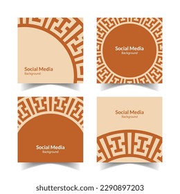 simple and modern cream orange floral square flat social media background