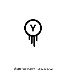 simple modern creative black circle Y logo letter design concept isolated on white background
