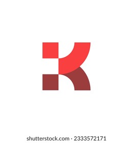 Simple modern creative initial letter K logo design with white background and red color