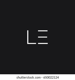 Simple modern creative unique black and white LE L E initial based icon logo.