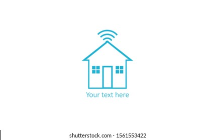 simple modern creative Wifi House Vector. Smart Home Tech Logo template Vector icon with bright lights.
