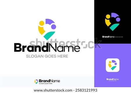 Simple Modern Crowd local logo with colorful touches, abstract illustration Design, social community vector templates, creative colorful sign symbol, Connecting community network.